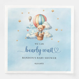 Serviette En Papier On peut attendre le baby shower garçon ours en pel