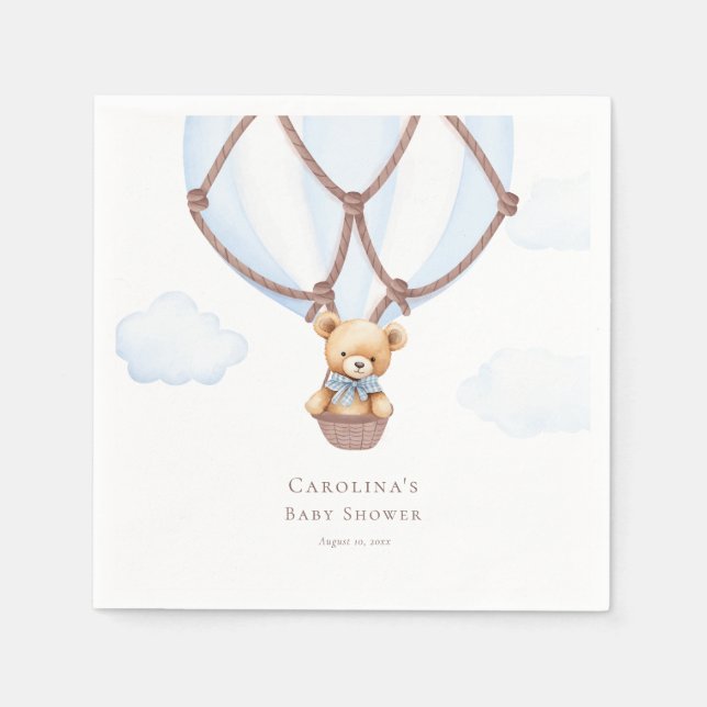 Serviette En Papier On Peut Attendre ! Ours En Teddy Dans Baloon À Air (Devant)