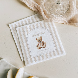 Serviette En Papier On peut attendre un Baby shower élégant