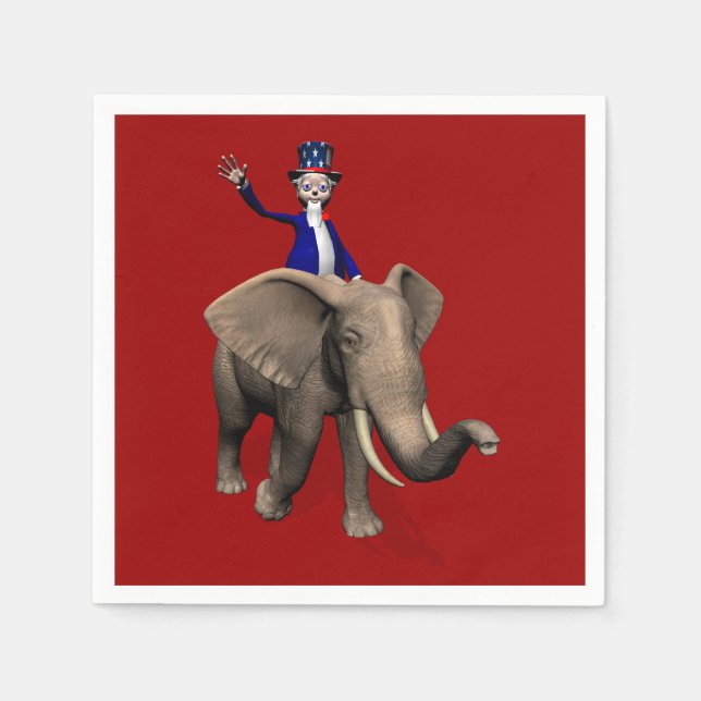 Serviette En Papier Oncle Sam Riding On Elephant (Devant)