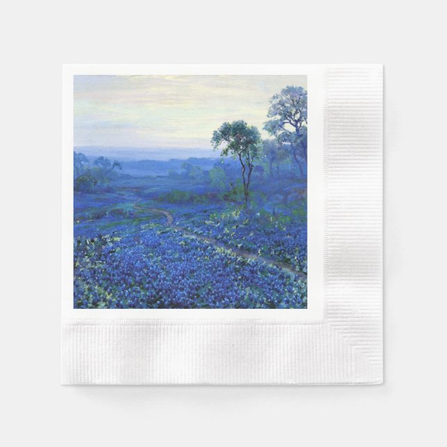 Serviette En Papier Onderdonk - Paysage de Bluebonnet avec Cactus, (Devant)