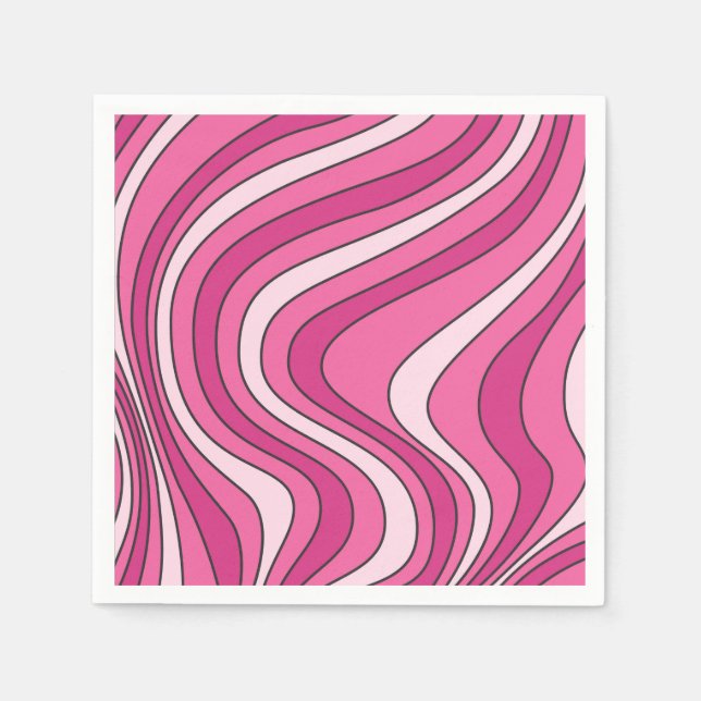 Serviette En Papier Ondes de style rétro rose (Devant)