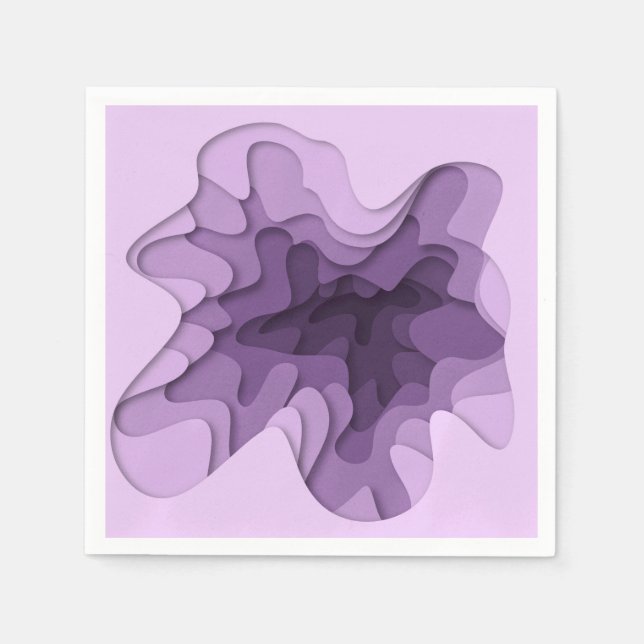Serviette En Papier Ondes d'effet 3D violet romantique unique (Devant)