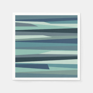 Serviette En Papier Ondes océaniques géométriques bleues