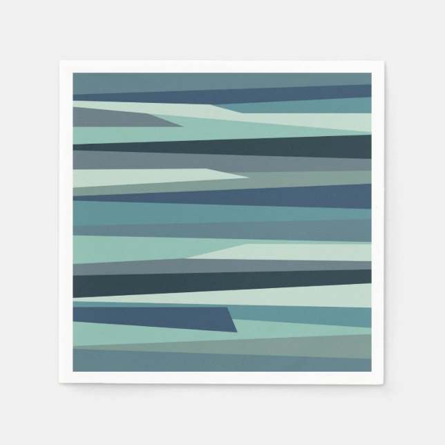 Serviette En Papier Ondes océaniques géométriques bleues (Devant)