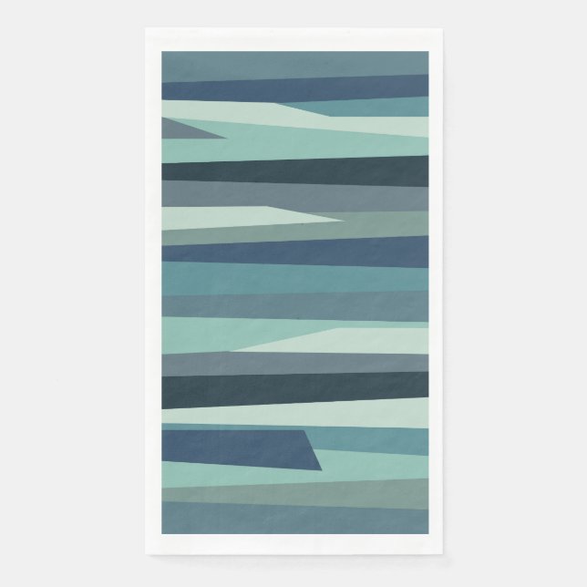 Serviette En Papier Ondes océaniques géométriques bleues (Devant)
