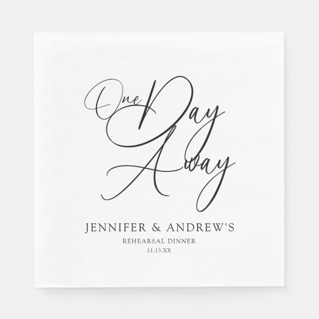 Serviette En Papier One Day Away Elegant Rehearsal Dinner Personalized (Devant)