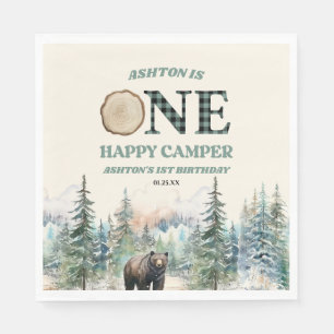 Serviette En Papier ONE Happy Camper Bear 1er anniversaire fête