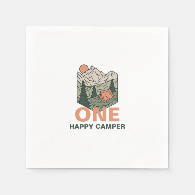 Serviette En Papier One Happy Camper First Birthday (Devant)