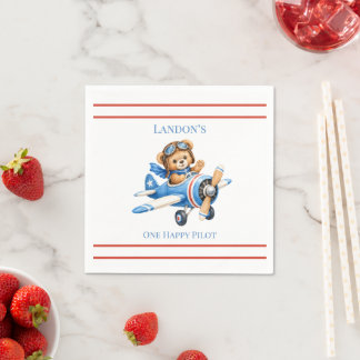 Serviette En Papier One Happy Pilot 1st. Birthday Party