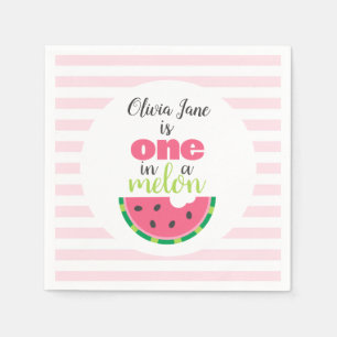 Serviette En Papier One in a Melon Watermelon Baby Girl 1er anniversai