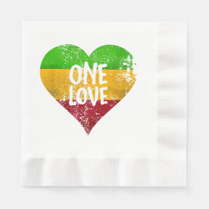 Serviette En Papier One Love Rastafari T-Shirt Jamaïque Retro Vintage