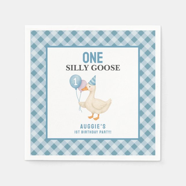 Serviette En Papier One Silly Goose 1st Birthday (Devant)