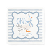 One Silly Goose Blue Bow 1st Birthday
