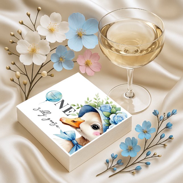 Serviette En Papier One Silly Goose Boy Birthday  (Créateur téléchargé)