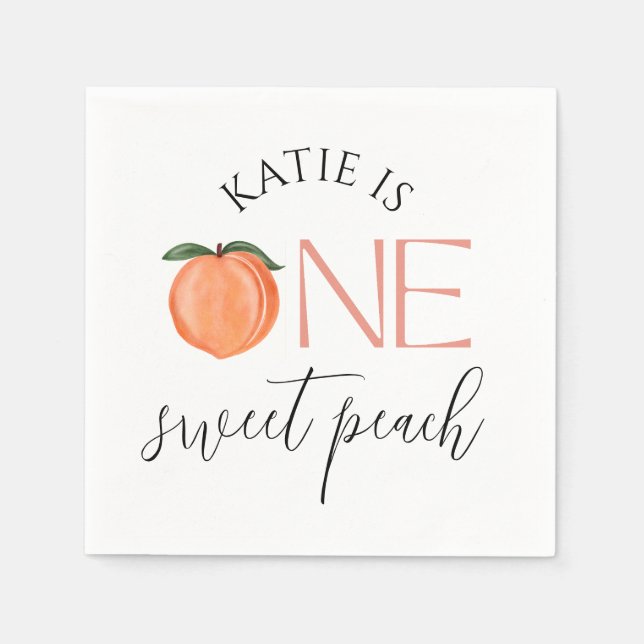 Serviette En Papier One Sweet Peach 1er anniversaire (Devant)