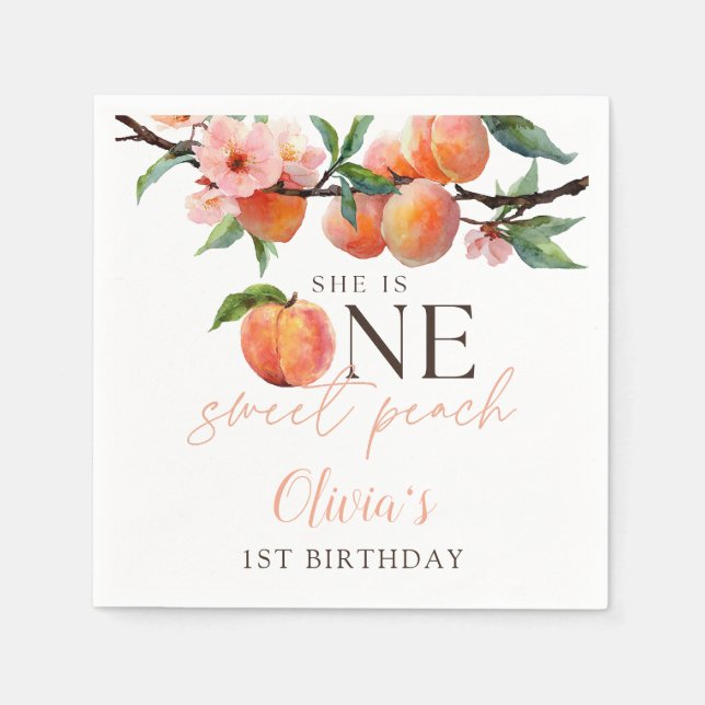Serviette En Papier One Sweet Peach 1st Birthday  (Devant)