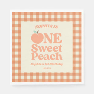 Serviette En Papier One Sweet Peach Orange Première fête d'anniversair
