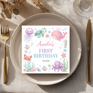 Serviette En Papier Oneder la Mer Animaux de l'Océan Cute Anniversaire