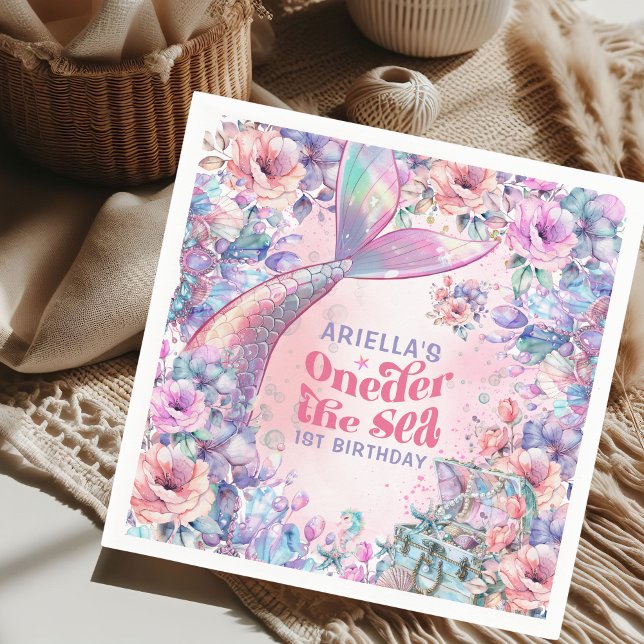 Serviette En Papier Oneder La Queue de Sirène Fleur Pailletée  (Créateur téléchargé)