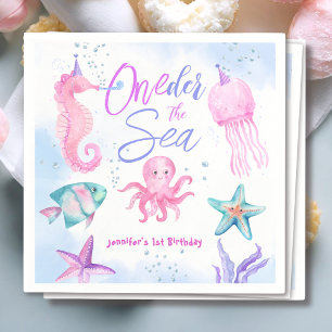 Serviette En Papier ONEder sous la mer Sirène 1er anniversaire Joli