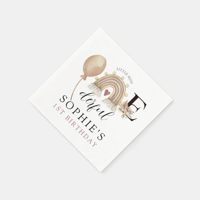 Serviette En Papier ONEderful Rainbow Girl'anniversaire (Coin)