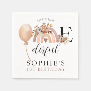 Serviette En Papier ONEderful Rainbow Girl'anniversaire Invitation