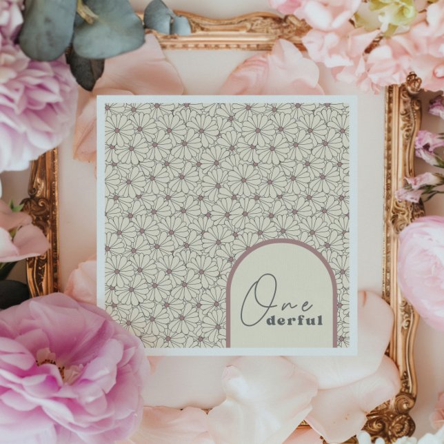 Serviette En Papier Onederful Retro Daisy Girls 1er Anniversaire (Créateur téléchargé)