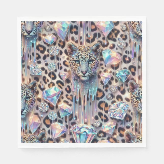 Serviette En Papier Opal Leopard Print Luxury Napkins (Devant)
