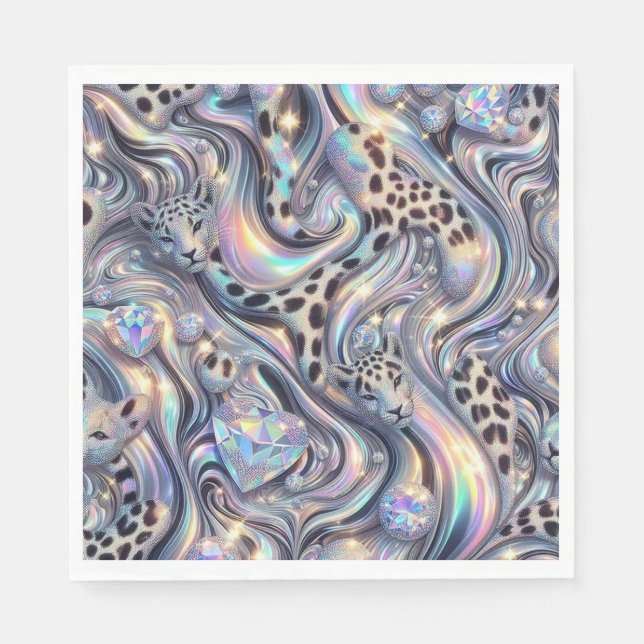 Serviette En Papier Opal Leopard Print Luxury Napkins (Devant)