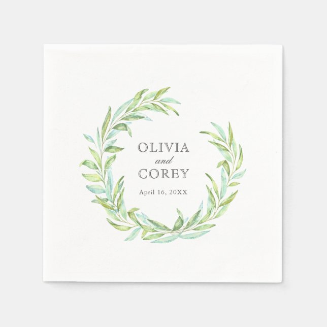 Serviette En Papier Open Laurel Wreath Mariage (Devant)