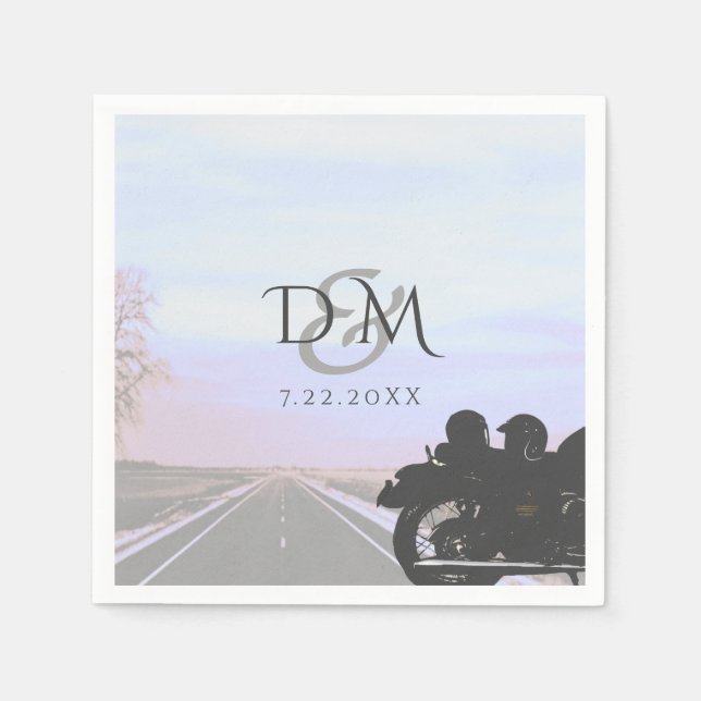 Serviette En Papier Open Road Motorcycle Mariage Réception Cocktail (Devant)