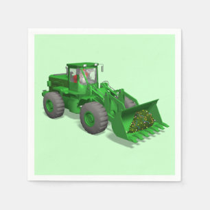 Serviette En Papier Opérateur de bulldozer du Père Noël