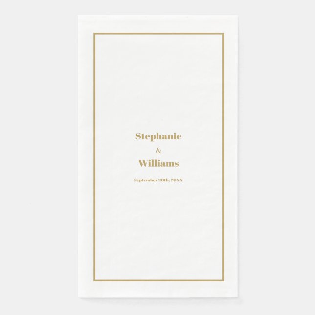 Serviette En Papier Or Blanc Élégant Moderne Simple Minimal Mariage (Devant)