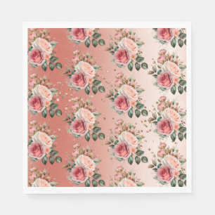 Serviette En Papier Or Confetti rose Roses Floral