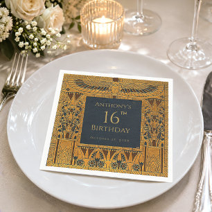 Serviette En Papier Or élégant d'anniversaire sur le thème de l'Égypte