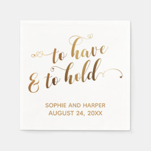 Serviette En Papier Or et Blanc Pour Avoir et Garder les Cœurs Typogra