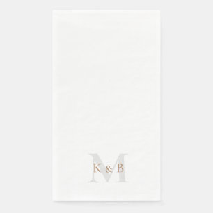 Serviette En Papier Or et gris Monogramme blanc