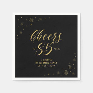 Serviette En Papier Or et noir   Modern Cheers 85th Birthday Party