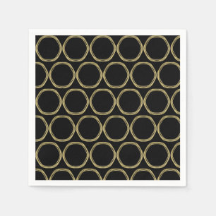 Serviette En Papier Or Glam & Anneaux Noirs (Toute Couleur) Moderne Gl