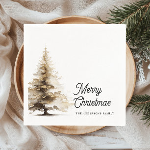 Serviette En Papier Or « Joyeux Noël » minimal en feuille d'or