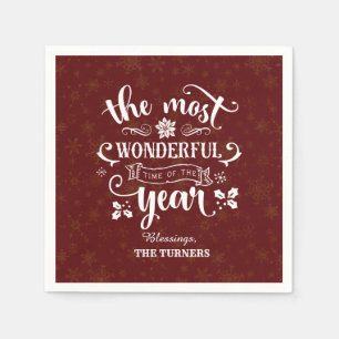 Serviette En Papier Or Le moment le plus merveilleux de l'année Monogr