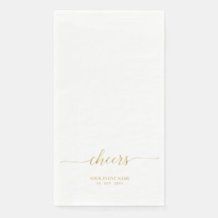 Serviette En Papier Or Lettre élégante et stylée Cheers Evénement Se