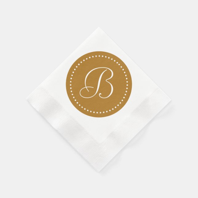 Serviette En Papier Or mat mat/Point blanc Monogramme (Coin)