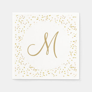 Serviette En Papier Or Monogramme Script Gold Dust