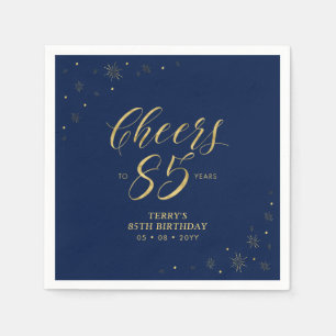 Serviette En Papier Or & Navy Fête Moderne d'anniversaire 85 ans