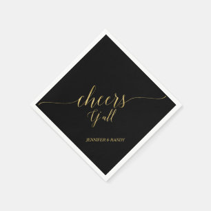 Serviette En Papier Or & Noir   Lettres Élégantes pour un 'À votre san