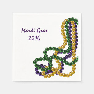 Serviette En Papier Or pourpre et vert de partie de mardi gras