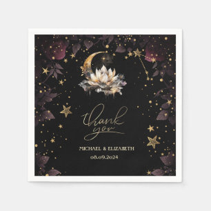 Serviette En Papier Or Rose Céleste Soleil,Lune,Etoiles Roses Ciel Noc