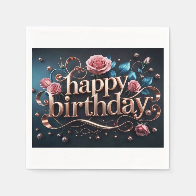 Serviette En Papier Or rose luxueux élégant extravagant pour anniversa (Devant)